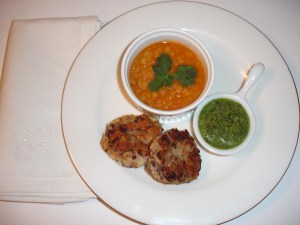 Nutty Bean Burgers with Mint Apple Chutney and Season Lentils
