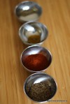Spices in little silver bowls