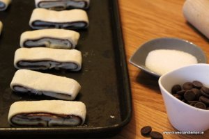 Chocolate Palmiers ready for the oven
