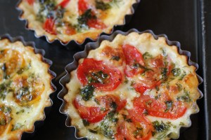 trio of cooked savory tarts savory tomato tarts