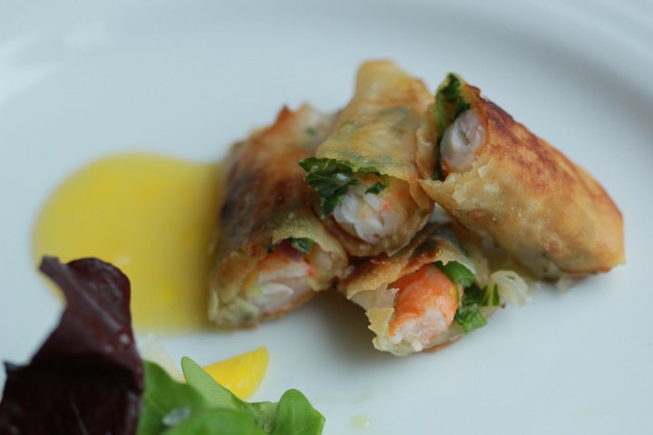 Prawn Spring rolls and Mango
