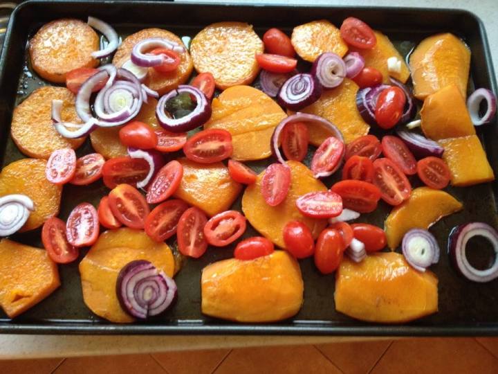 butter nut squash and tomato gratin