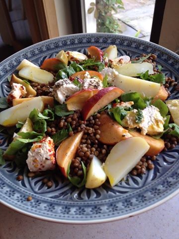 lentil goats cheese peach salad